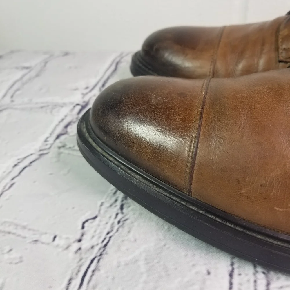 To Boot New York Burkett brown burnished leather lace up boots
